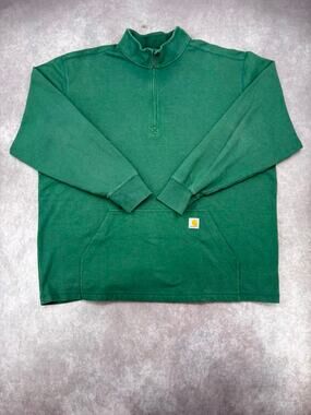 Carhartt Men’s 3XL Green Relaxed Fit Quarter Zip Pullover Workwear